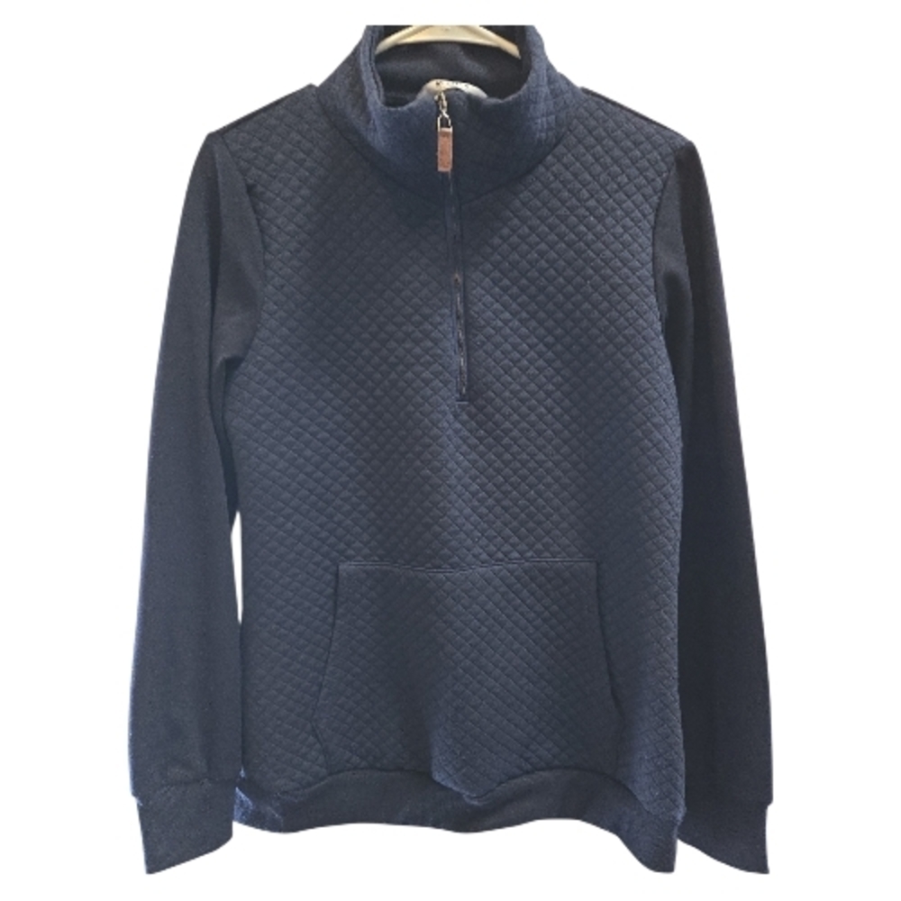BTFBM Quilted Half-Zip Pullover Sweatshirt - Navy SZ S